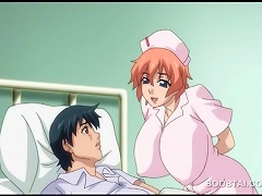 Busty hentai nurse sucks and rides cock in anime video